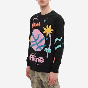 Market Meet Me Offline Black Long sleeve Graphic T-shirt Double Sided Large